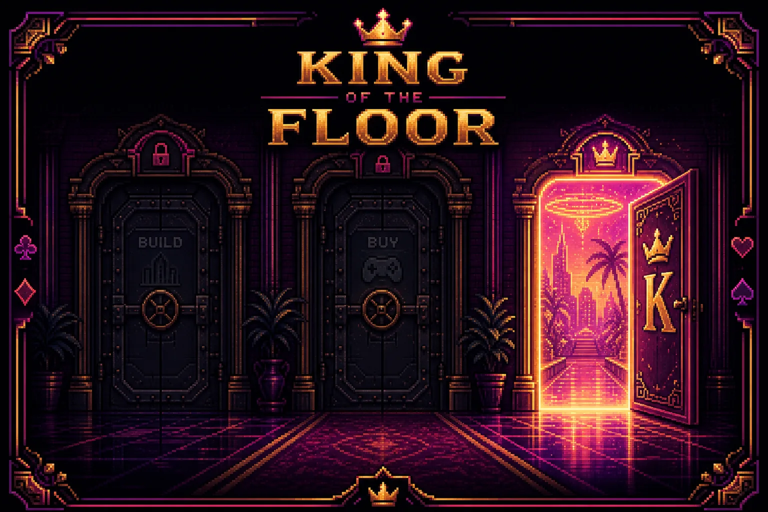 Two locked doors and an open third door — King of the Floor